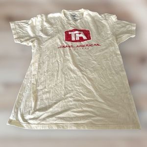 Trans America Airlines Mens Size Xl T-shirt Super 70s Tees Cream Logo Retro